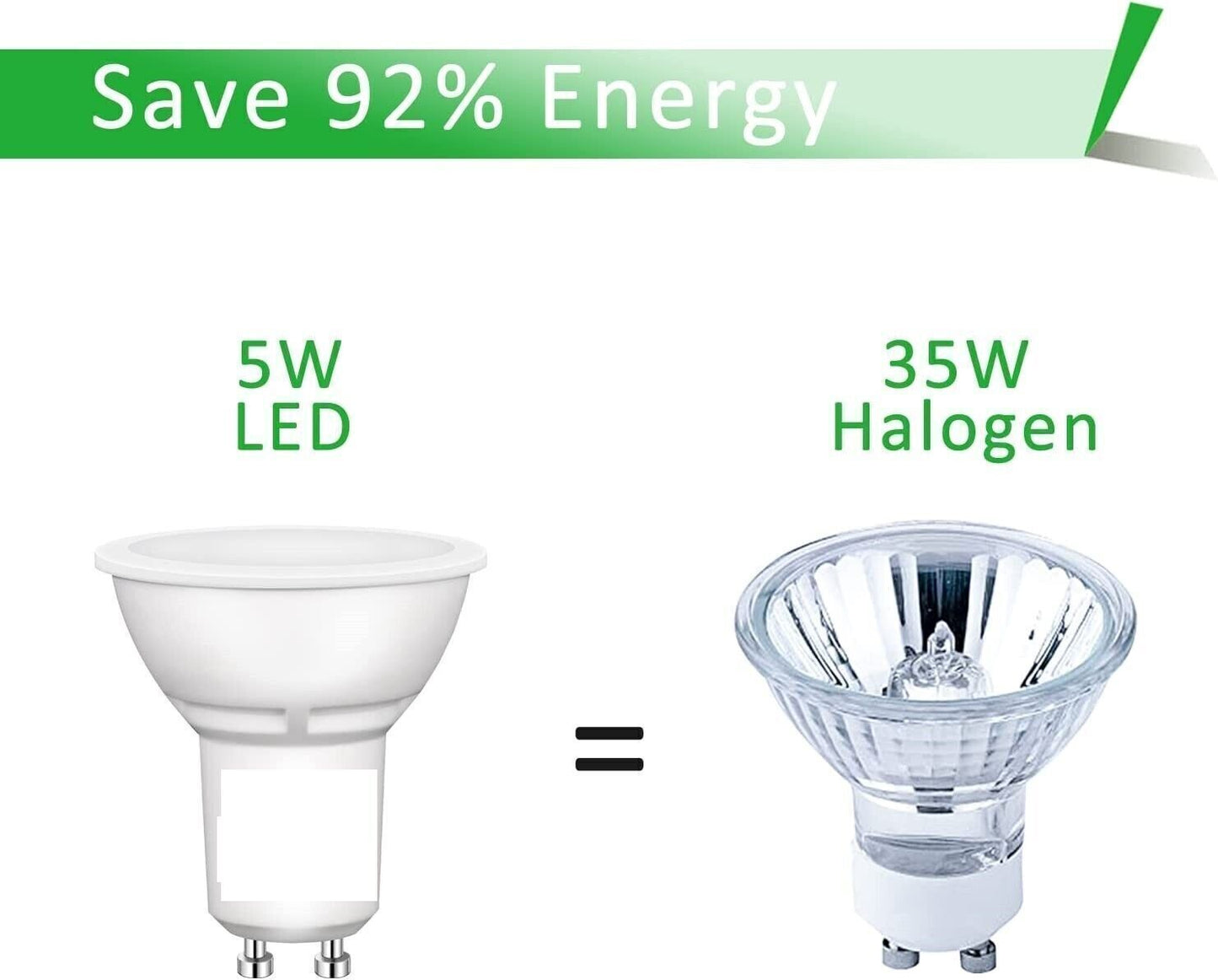 Lampadine LED GU10 5W (10 Pezzi),Luce Bianco Caldo 3000K ,Pari a Faretto Alogeno