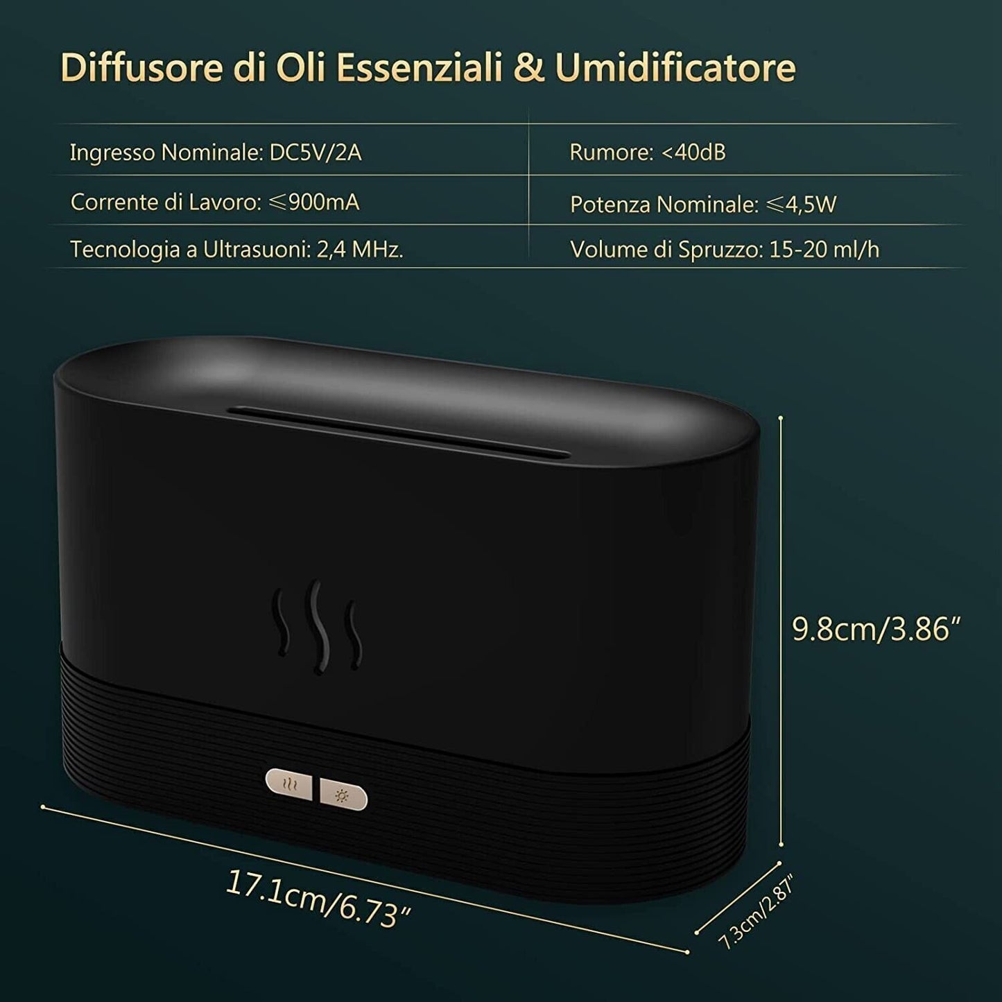 Diffusore di Oli Essenziali con Effetto Fiamma Umidificatore Ambiente