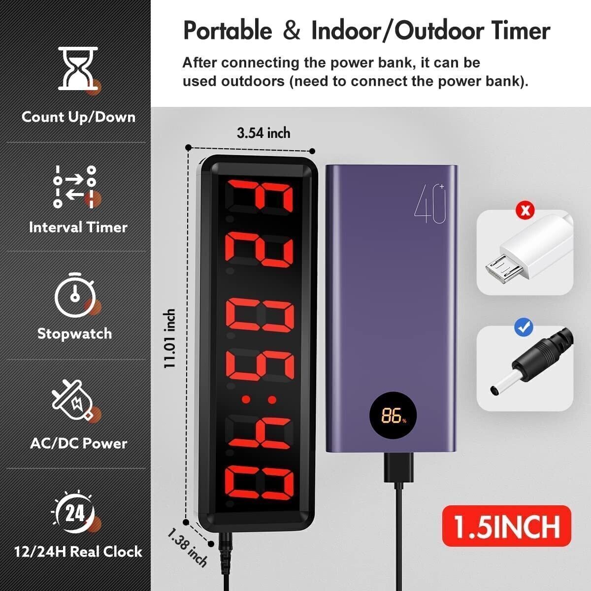 Seesii - Timer da palestra a LED, con timer a intervalli ultra trasparente
