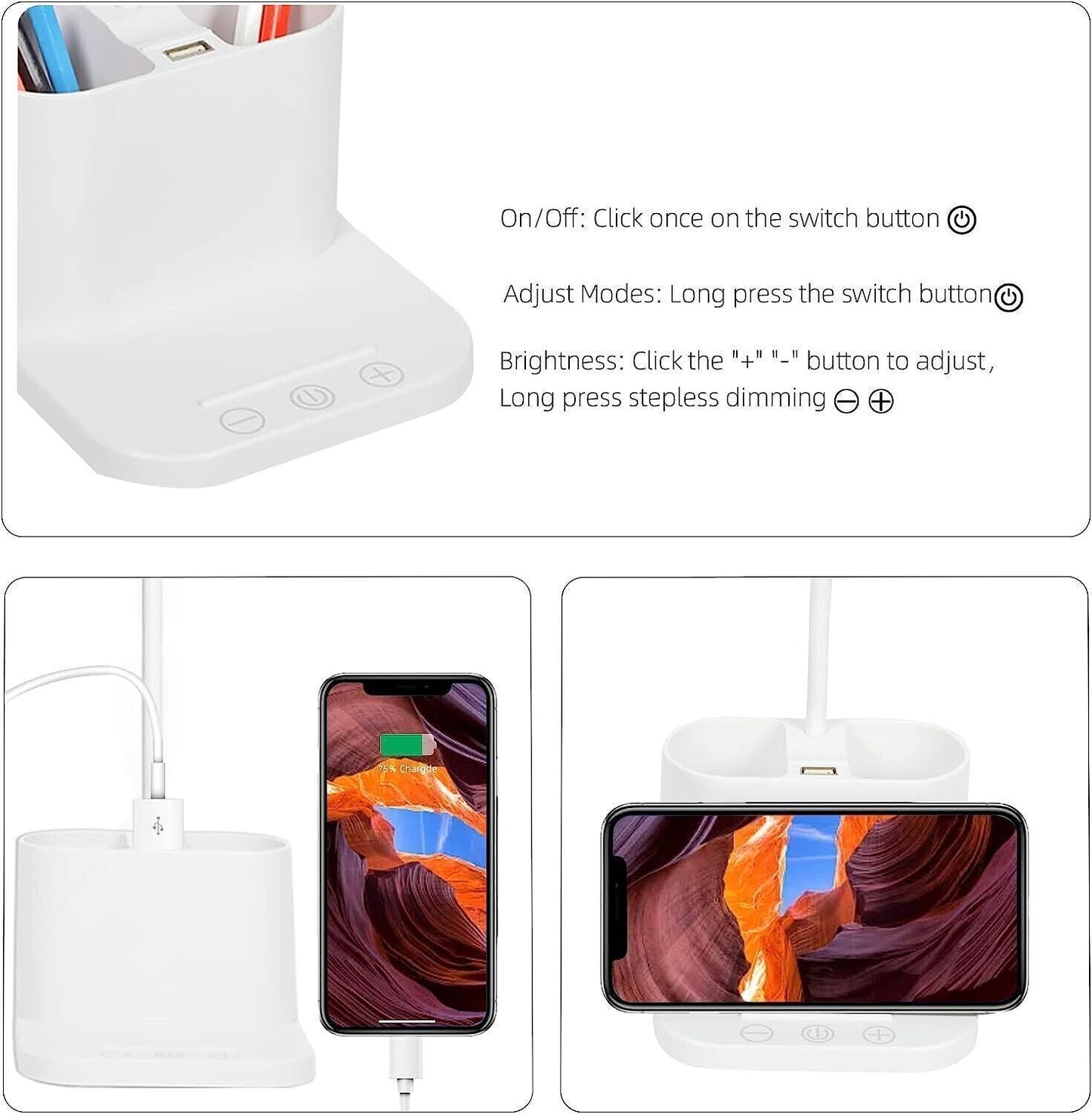 OWWASD Lampada da scrivania, Lampada da tavolo accattivante 3 modalità