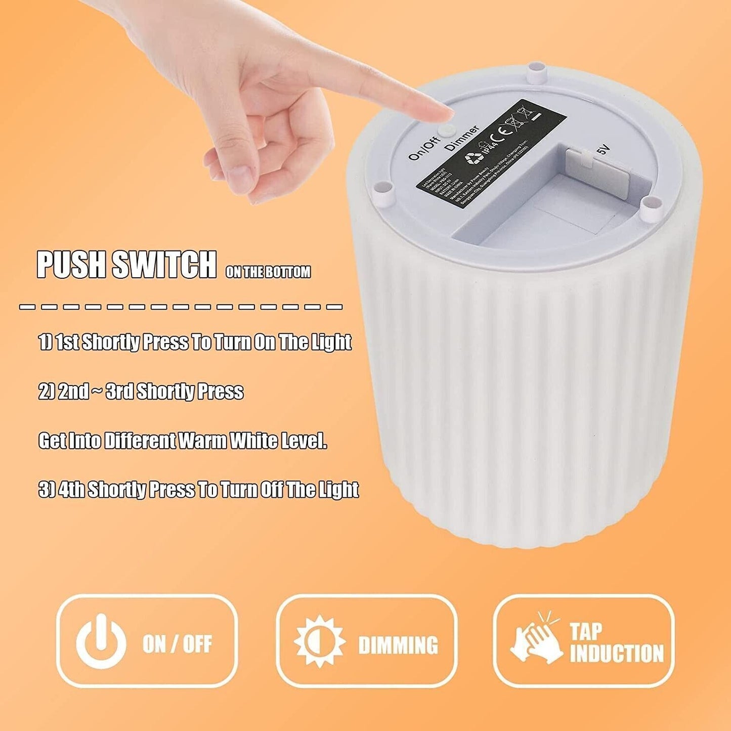 uuffoo Lampada da Tavolo LED Lampada da Tavolo Wireless 3 Luminosità Regolabile
