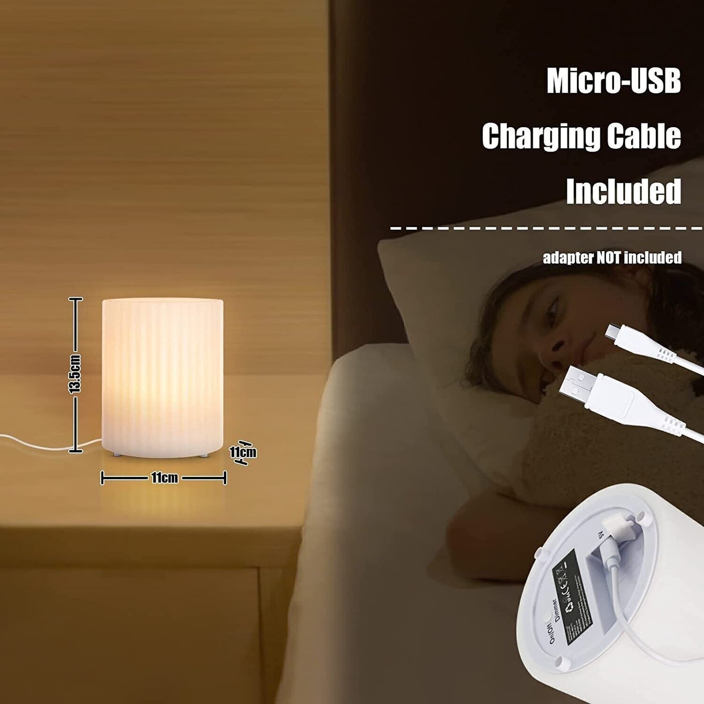 uuffoo Lampada da Tavolo LED Lampada da Tavolo Wireless 3 Luminosità Regolabile