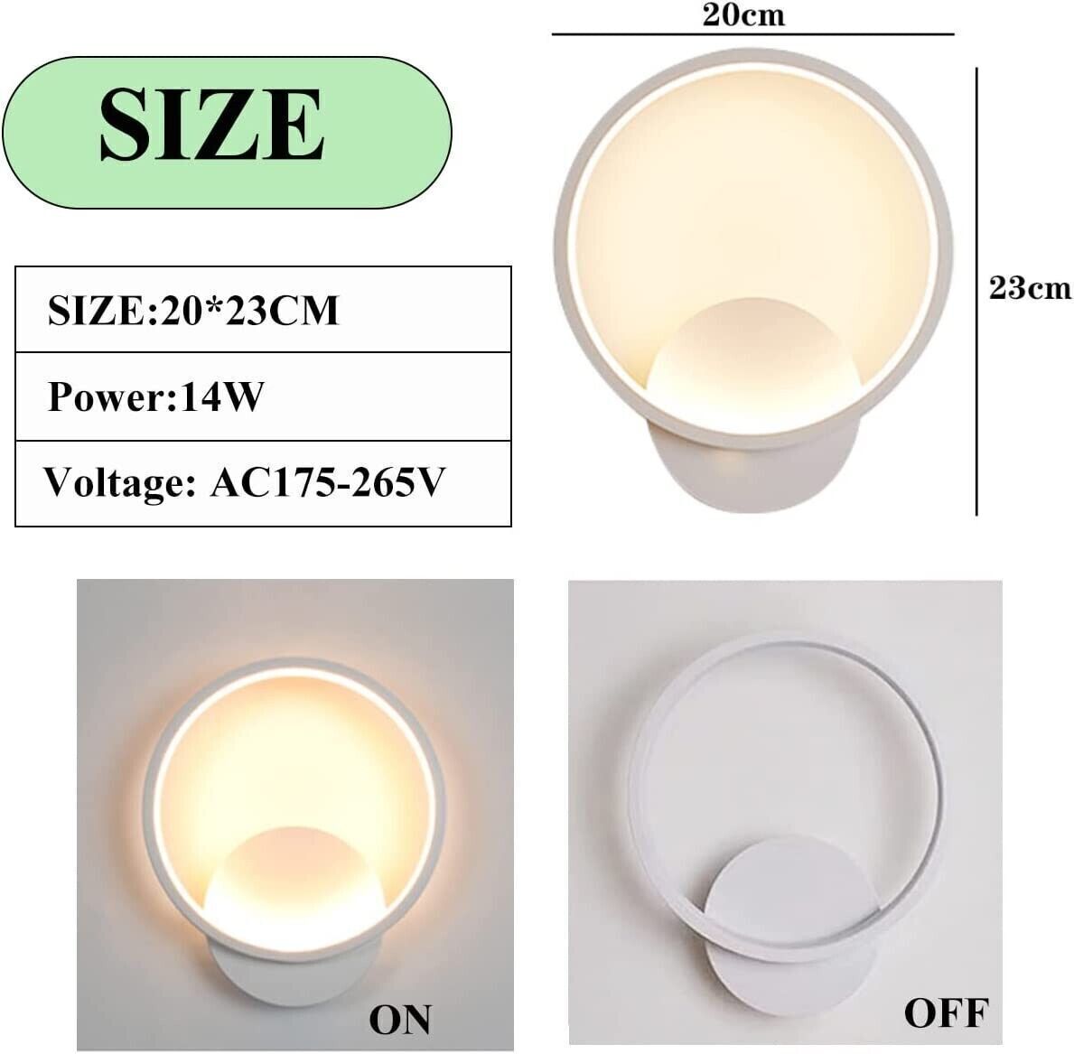 ZTWLEED LED Lampada da Parete Interno 14W，Quadrato Bianco Applique da Parete