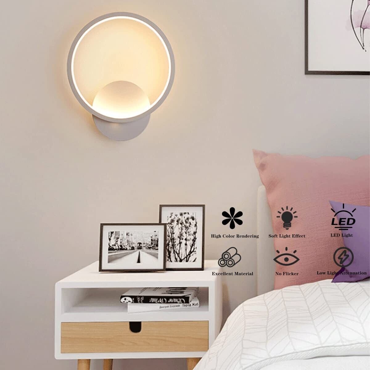 ZTWLEED LED Lampada da Parete Interno 14W，Quadrato Bianco Applique da Parete