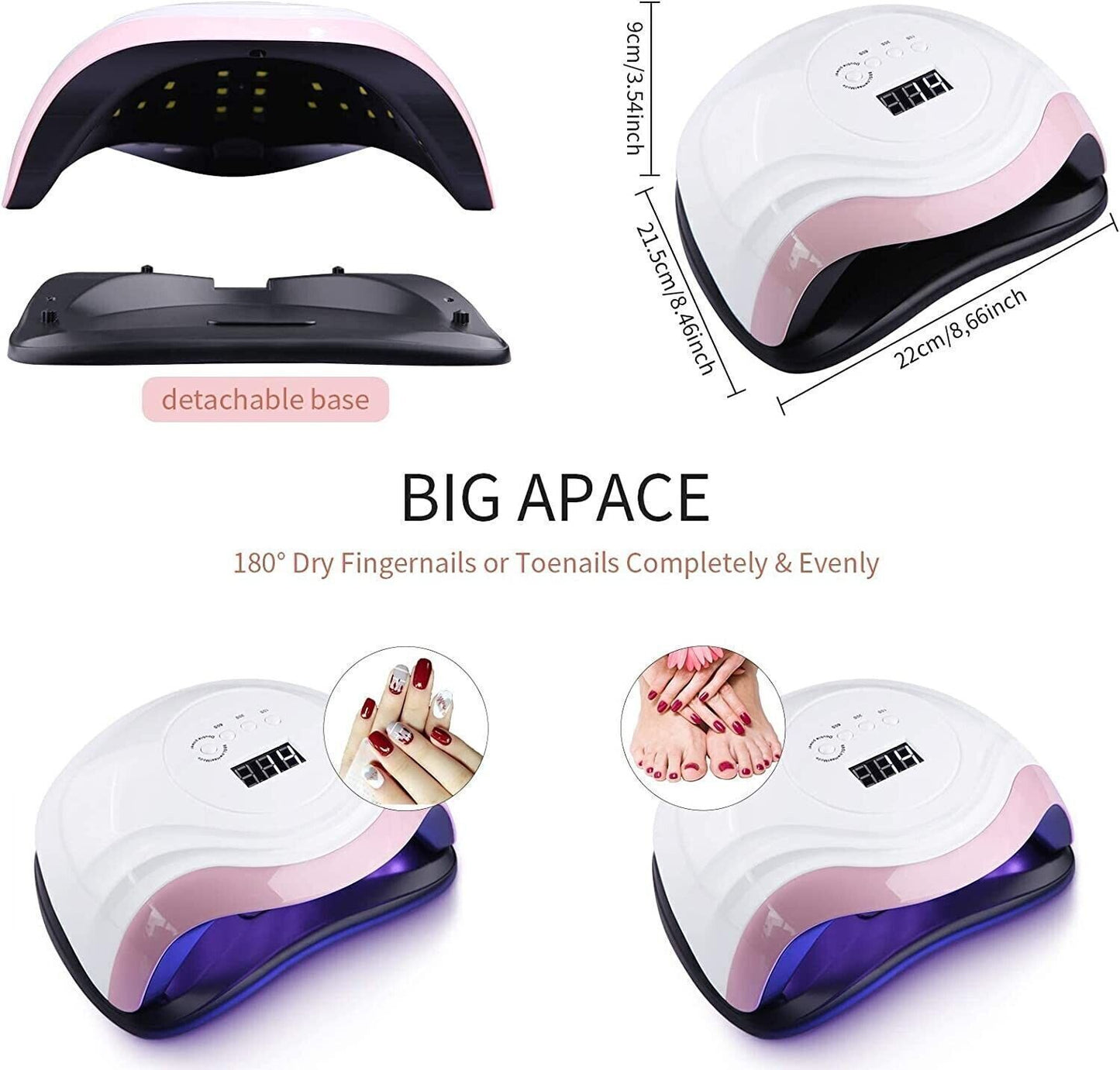 Aokyom 168W Lampada per Unghie,Lampada a LED UV per Manicure e Pedicure,36LED