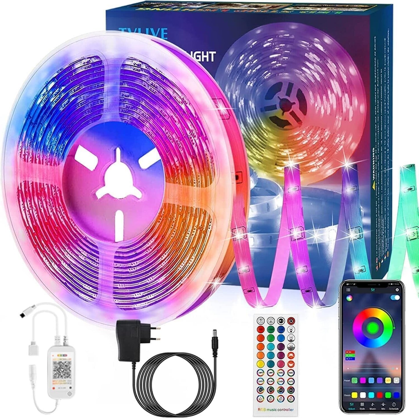 TVLIVE Striscia LED 5 Metri, LED Strisce RGB Musicale, Luci da Camera Strisce