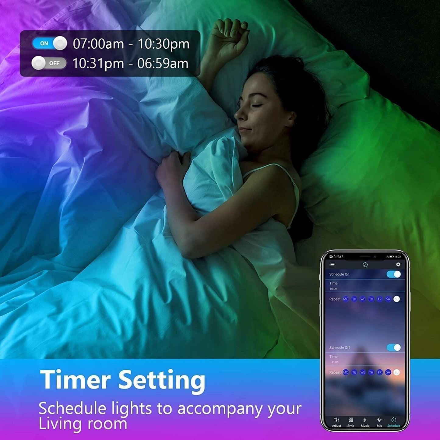 TVLIVE Striscia LED 5 Metri, LED Strisce RGB Musicale, Luci da Camera Strisce