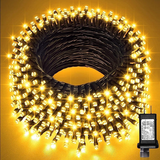 66ft 200 luci natalizie a LED per interni ed esterni, luci bianche calde