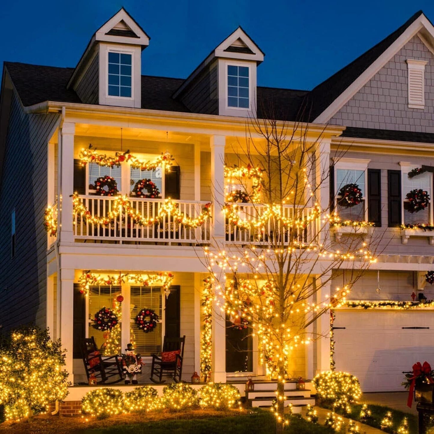 66ft 200 luci natalizie a LED per interni ed esterni, luci bianche calde