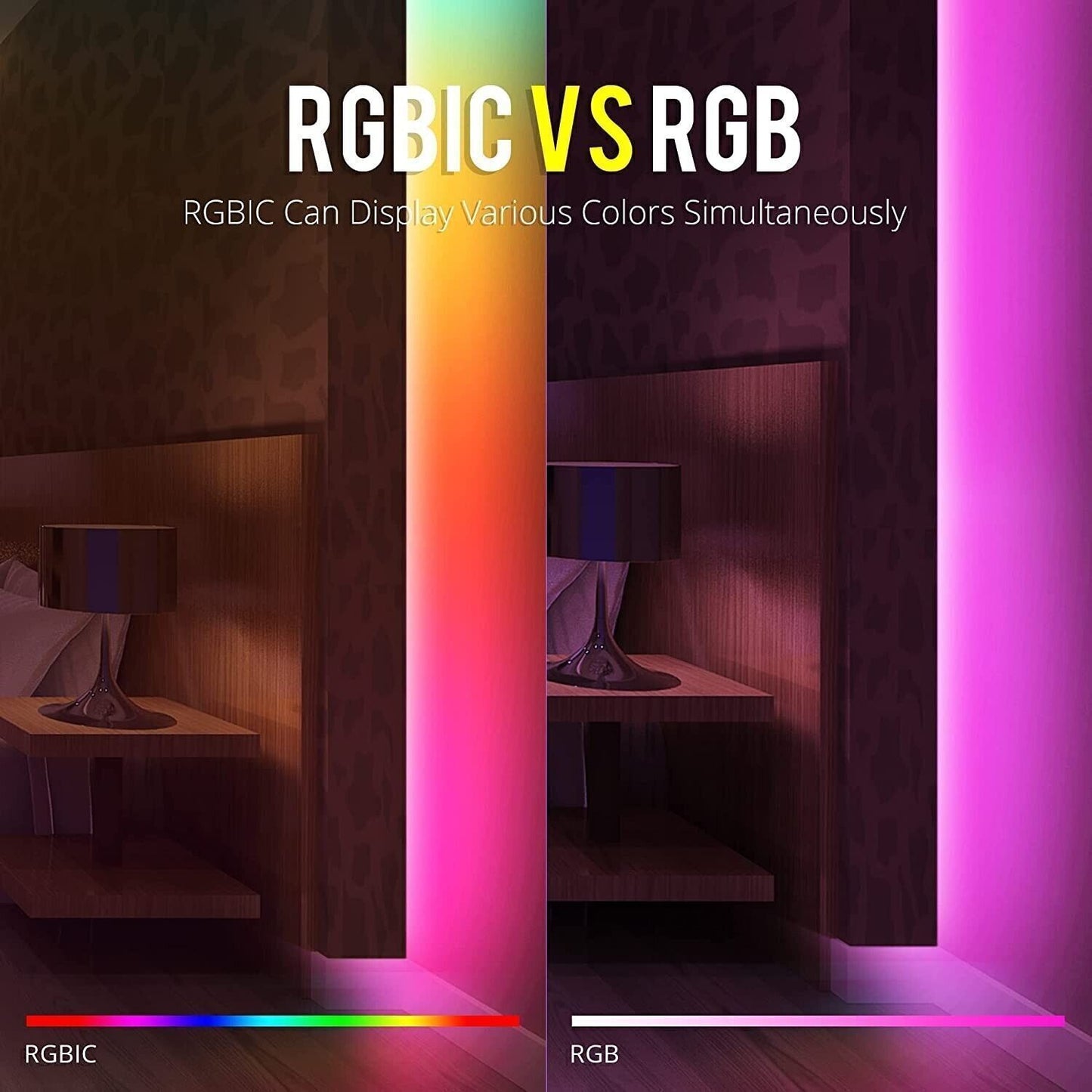 Dilunar Striscia LED RGBIC 5 Metri, Smart LED Strisce Bluetooth Dimmerabile