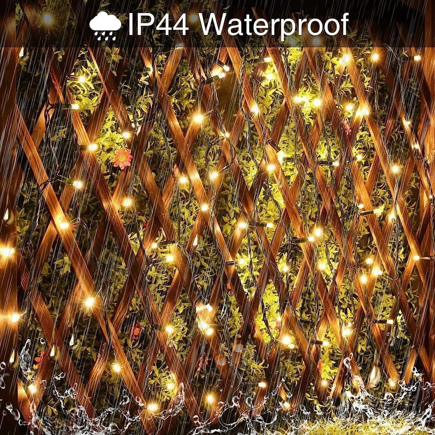 66ft 200 luci natalizie a LED per interni ed esterni, luci bianche calde