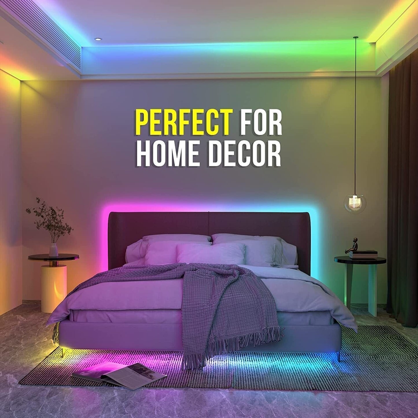 Dilunar Striscia LED RGBIC 5 Metri, Smart LED Strisce Bluetooth Dimmerabile
