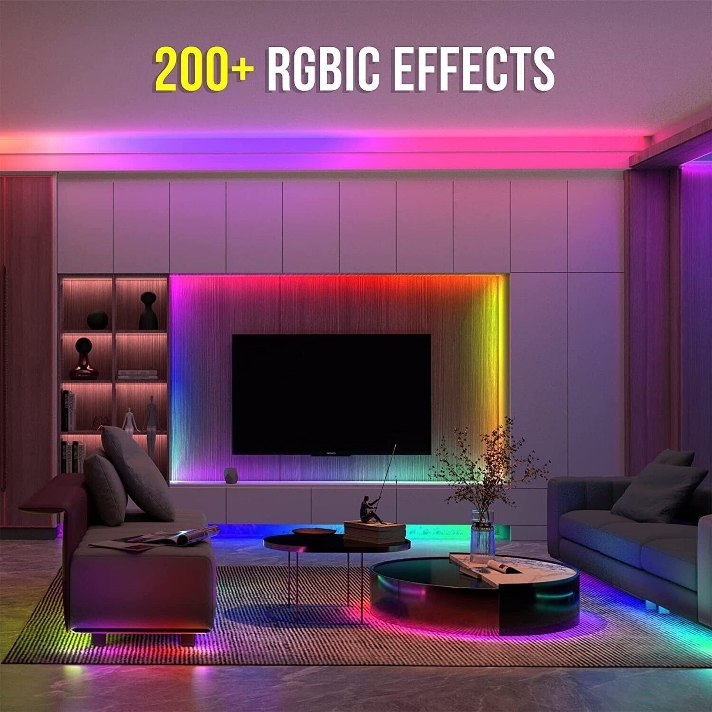 Dilunar Striscia LED RGBIC 5 Metri, Smart LED Strisce Bluetooth Dimmerabile