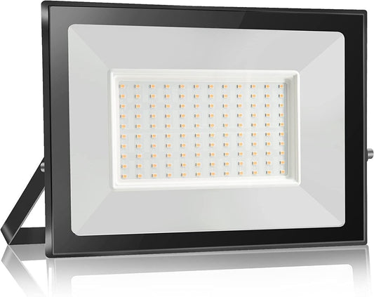 100W Faretto LED da Esterno Super Luminosa Bianco Caldo 3000K Fari LED Lampada