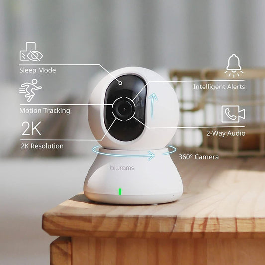 Blurams Telecamera Wi-Fi Interno,2K Videocamera Sorveglianza,Rotazione a 360°,Vi