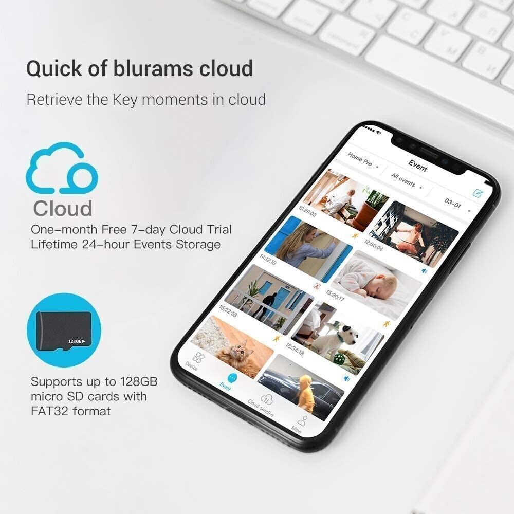 Blurams Telecamera Wi-Fi Interno,2K Videocamera Sorveglianza,Rotazione a 360°,Vi