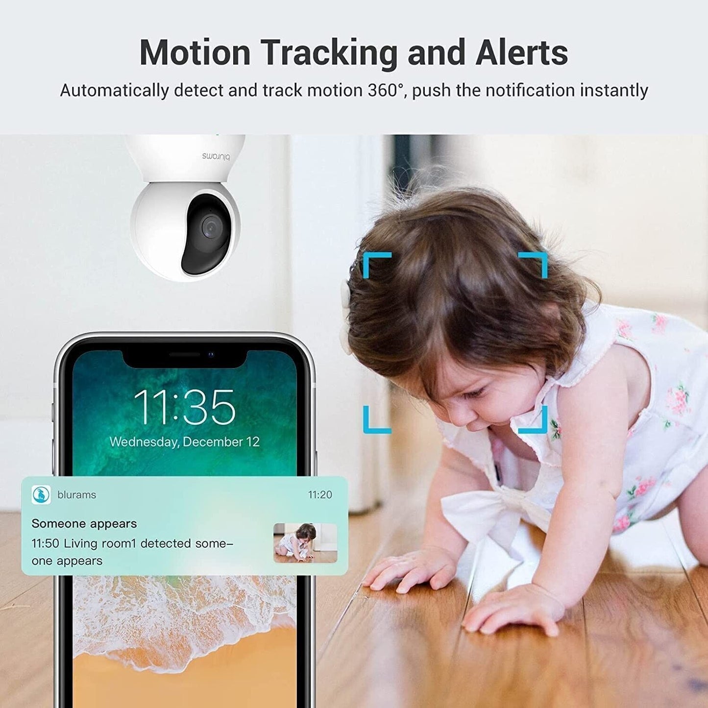 Blurams Telecamera Wi-Fi Interno,2K Videocamera Sorveglianza,Rotazione a 360°,Vi