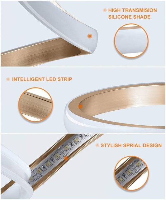 SENFAY Lampada da tavolo a LED a spirale, lampada da comodino moderna