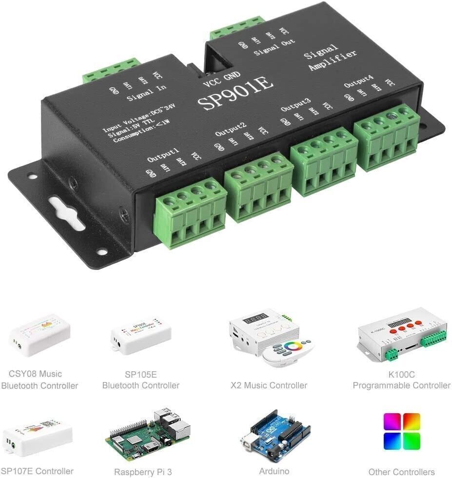SP901E LED Pixel WS2812B WS2811 Ripetitore dell'amplificatore del segnale SPI