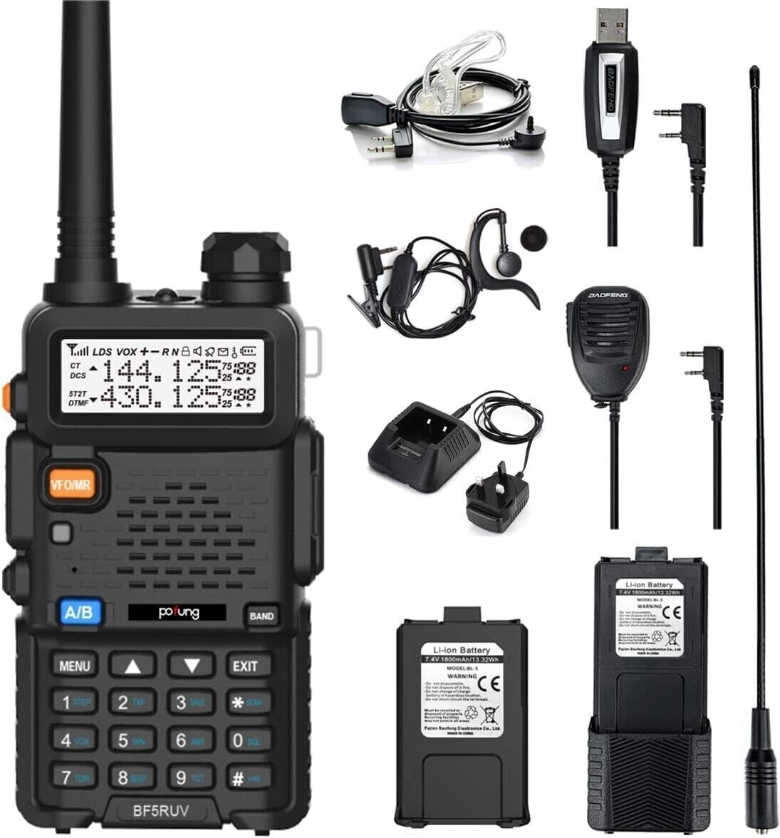 Walkie Talkie 5R Dual Band VHF/UHF Radioamatore bidirezionale per comunicazioni
