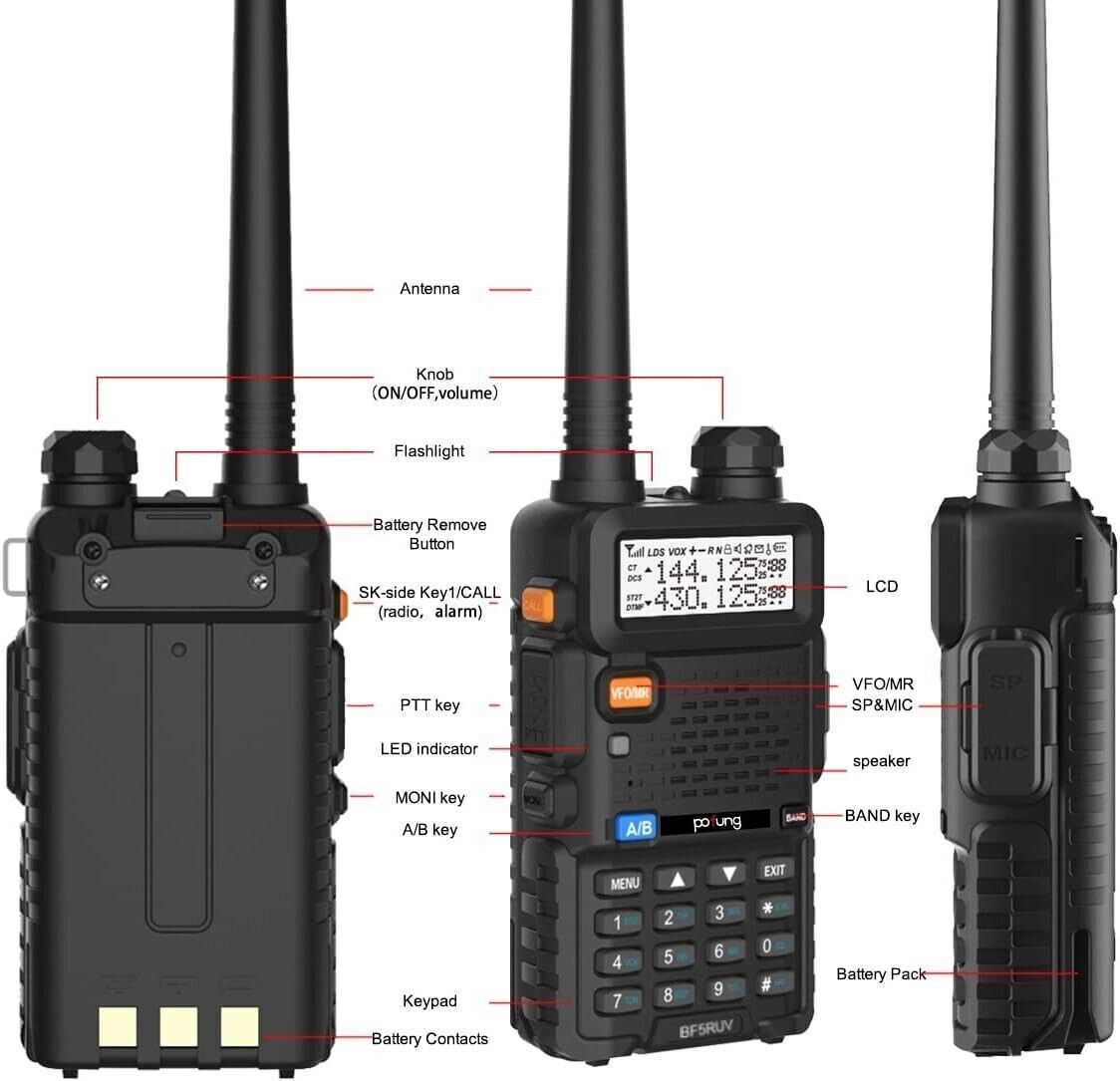 Walkie Talkie 5R Dual Band VHF/UHF Radioamatore bidirezionale per comunicazioni
