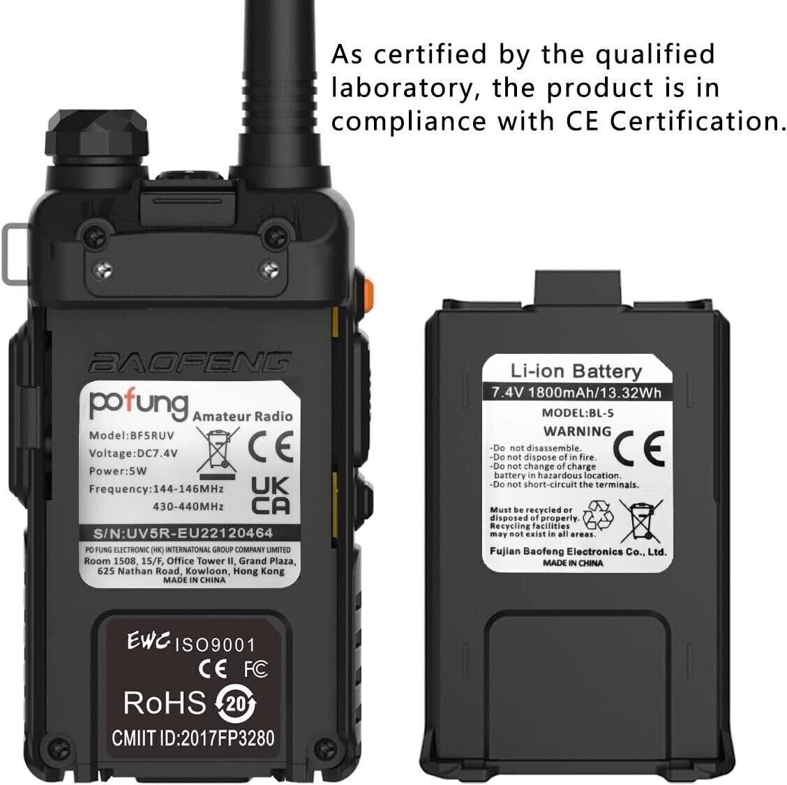 Walkie Talkie 5R Dual Band VHF/UHF Radioamatore bidirezionale per comunicazioni