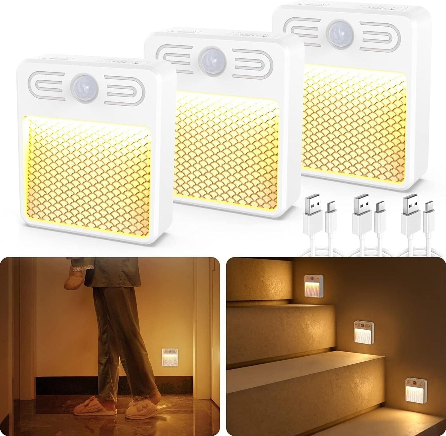 Luce notturna LED con sensore di movimento Wireless USB ricaricabile