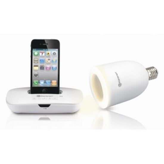 KENTRON DOCKING + LAMPADA AUDIO WIRELESS BIANCHI PER IPOD, IPHONE KESOUNDLITE