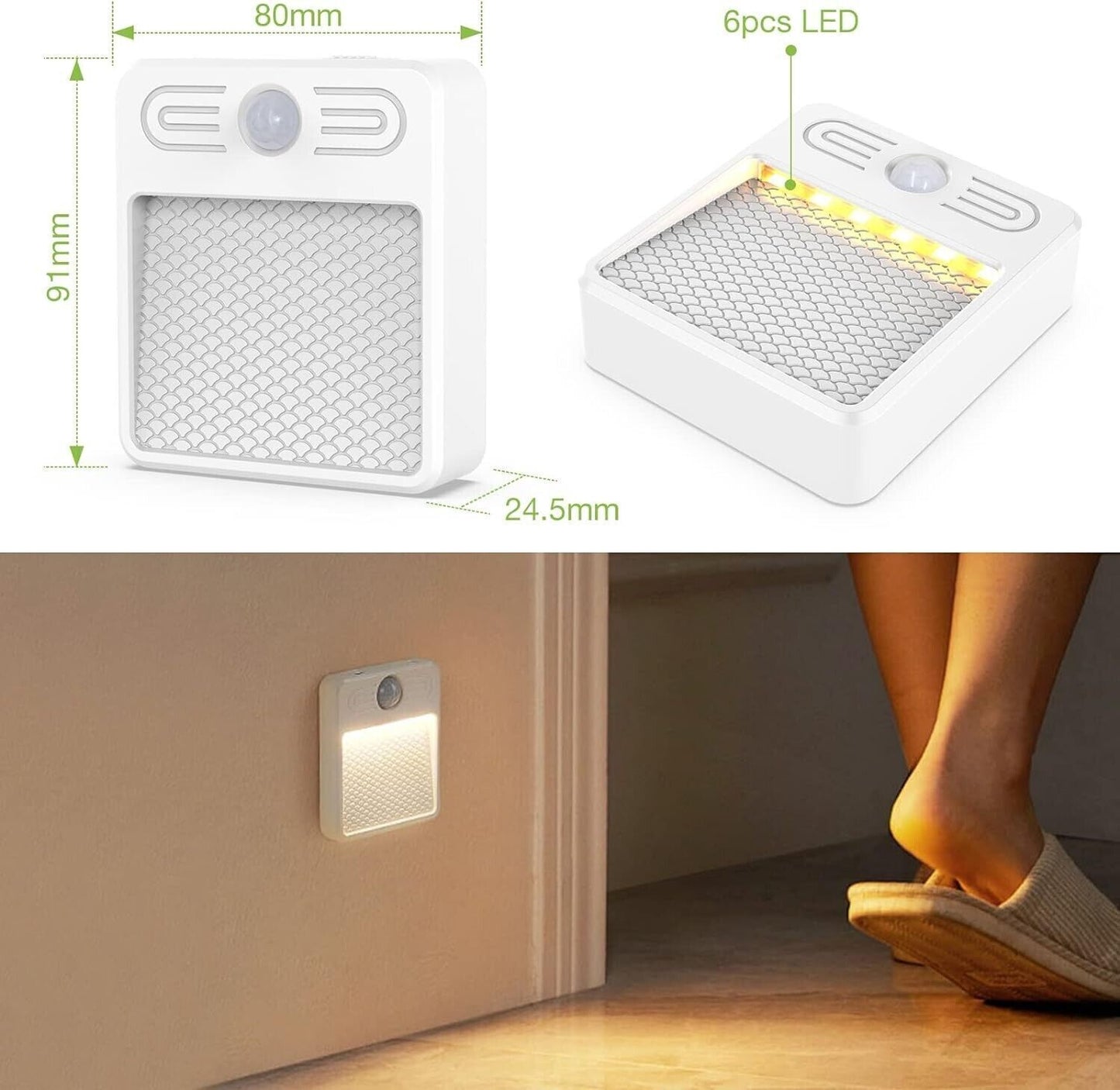 Luce notturna LED con sensore di movimento Wireless USB ricaricabile