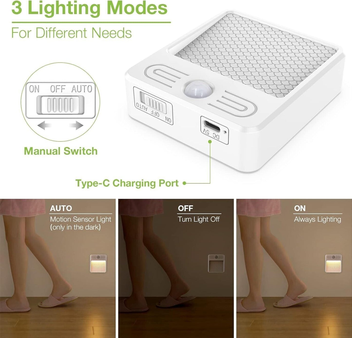 Luce notturna LED con sensore di movimento Wireless USB ricaricabile