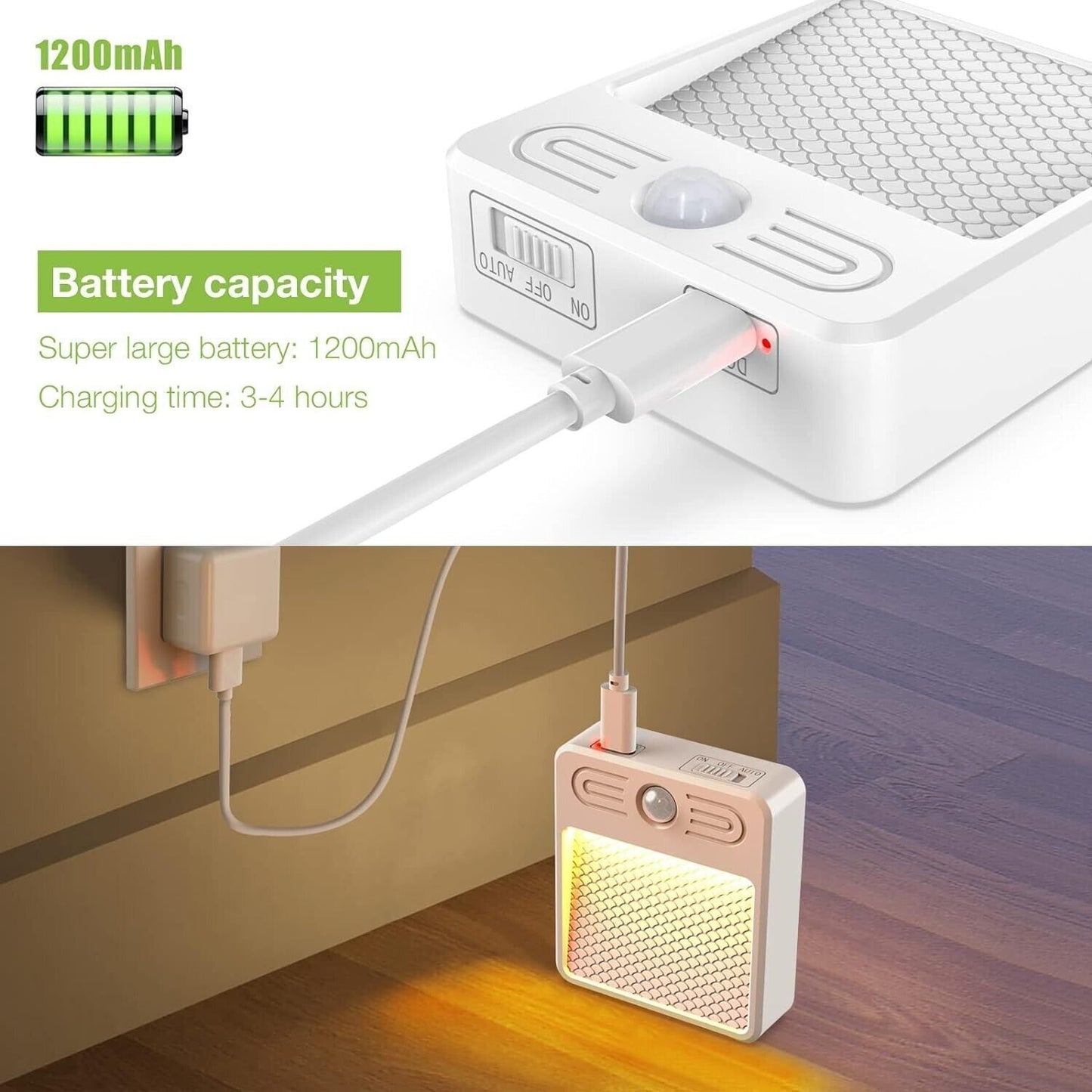 Luce notturna LED con sensore di movimento Wireless USB ricaricabile