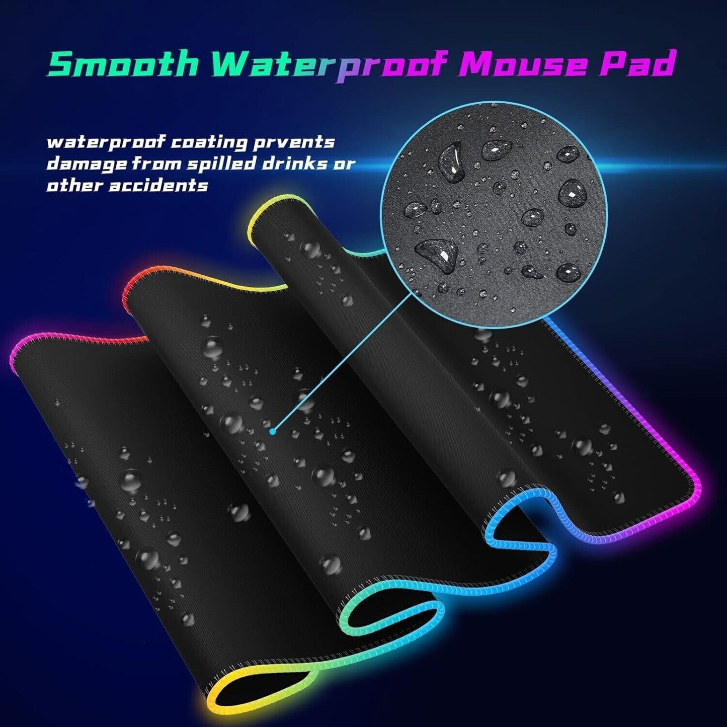 Gaming Mousepad, 12 Effetti Luce RGB Grande Mouse Pad, 800 x 300 mm Superficie