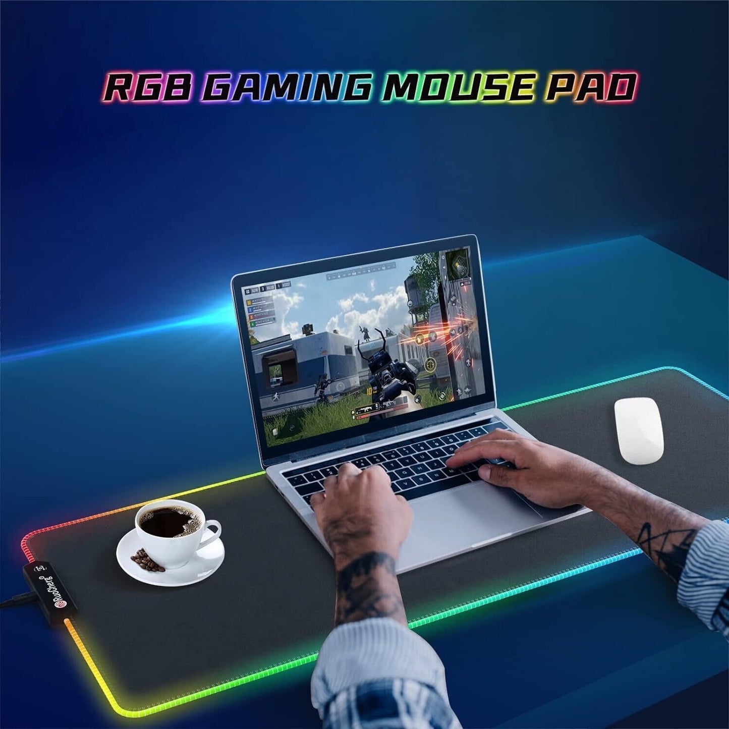 Gaming Mousepad, 12 Effetti Luce RGB Grande Mouse Pad, 800 x 300 mm Superficie
