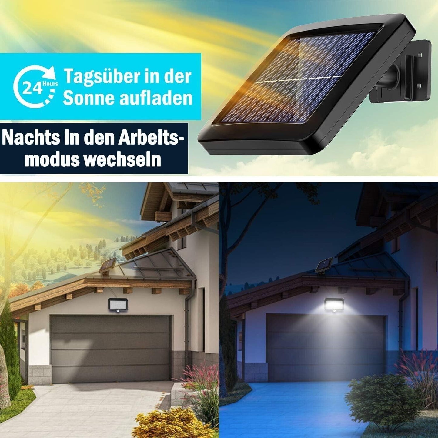 MPJ Lampada solare per esterni, 2 pezzi 56 LED con sensore di movimento