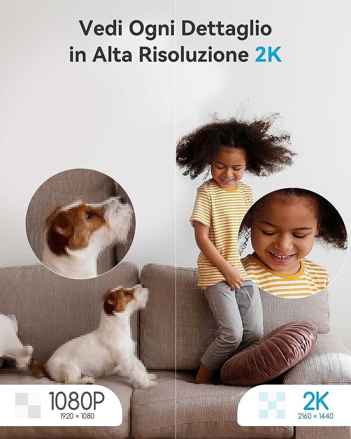 blurams Telecamere Wifi Interne 2K,Videocamera Sorveglianza Interno Wifi