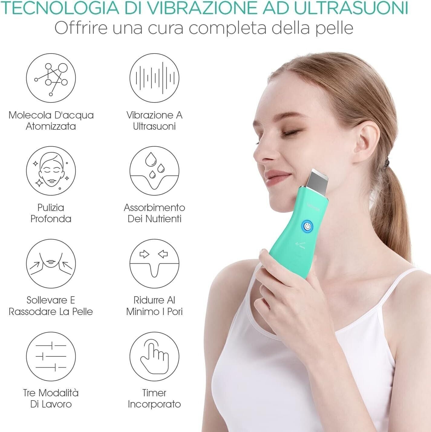VOYOR Pulizia Viso Ultrasuoni Rimozione Delicata dei Punti Neri Skin Scrubber