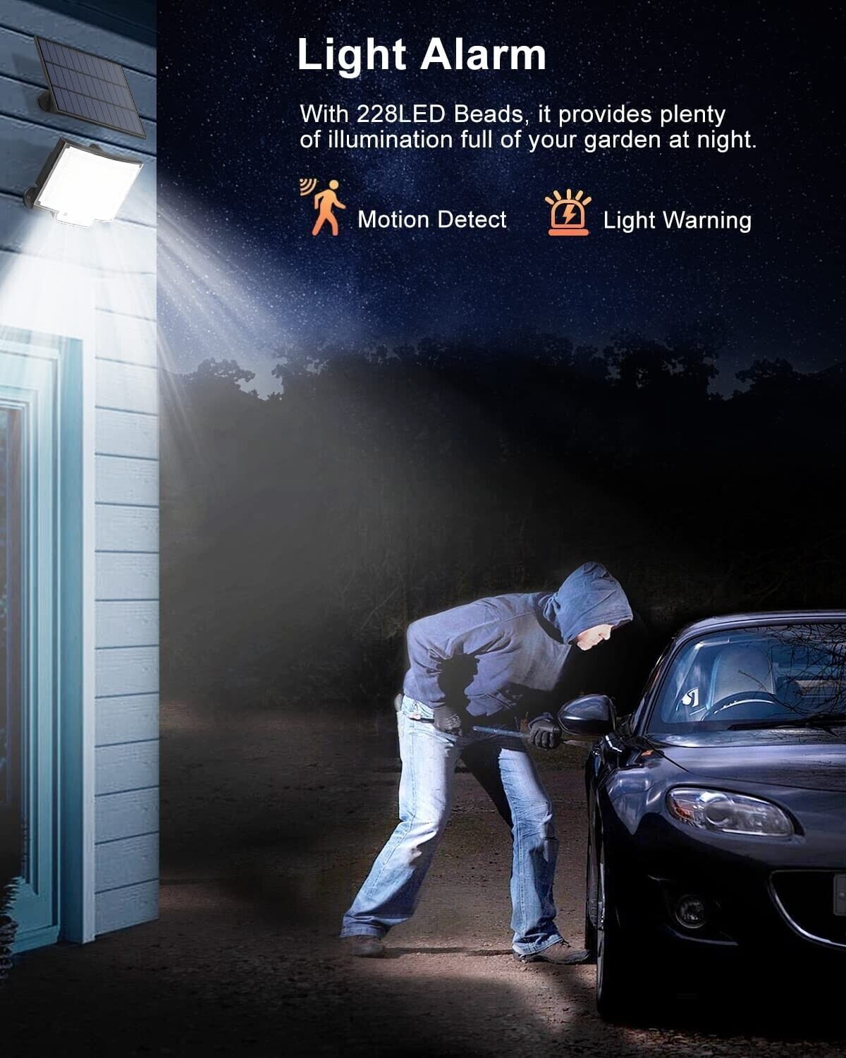 Luce Solare con Sensore di Movimento [228LED/3Modes] Luci Solari da Esterno