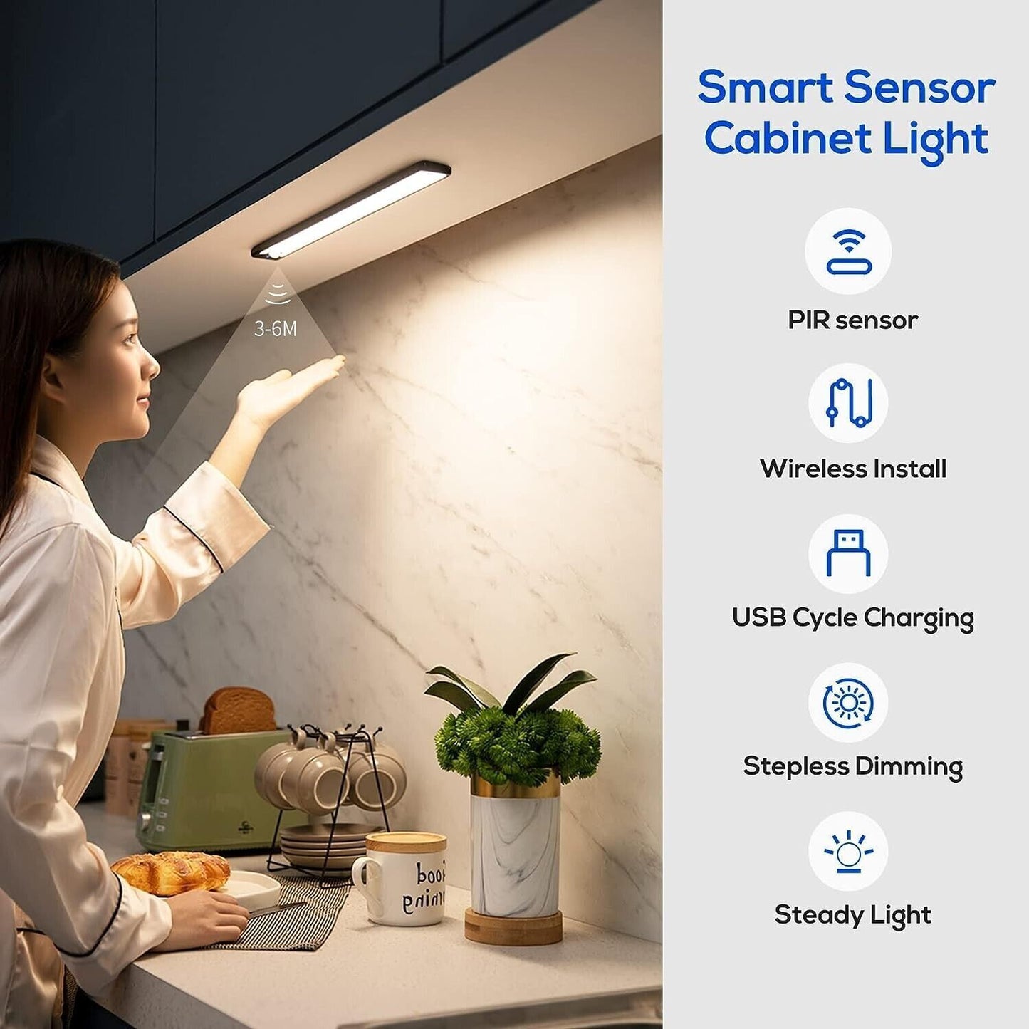 Luci da Armadio con sensore di movimento, luce notturna a LED ricaricabile