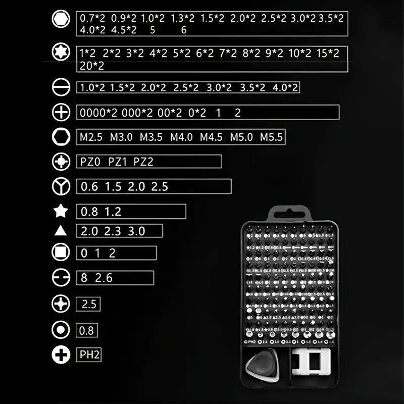 115pcs Kit Strumenti Riparazione Di Precisione Per Auto,Orologi, Telefoni