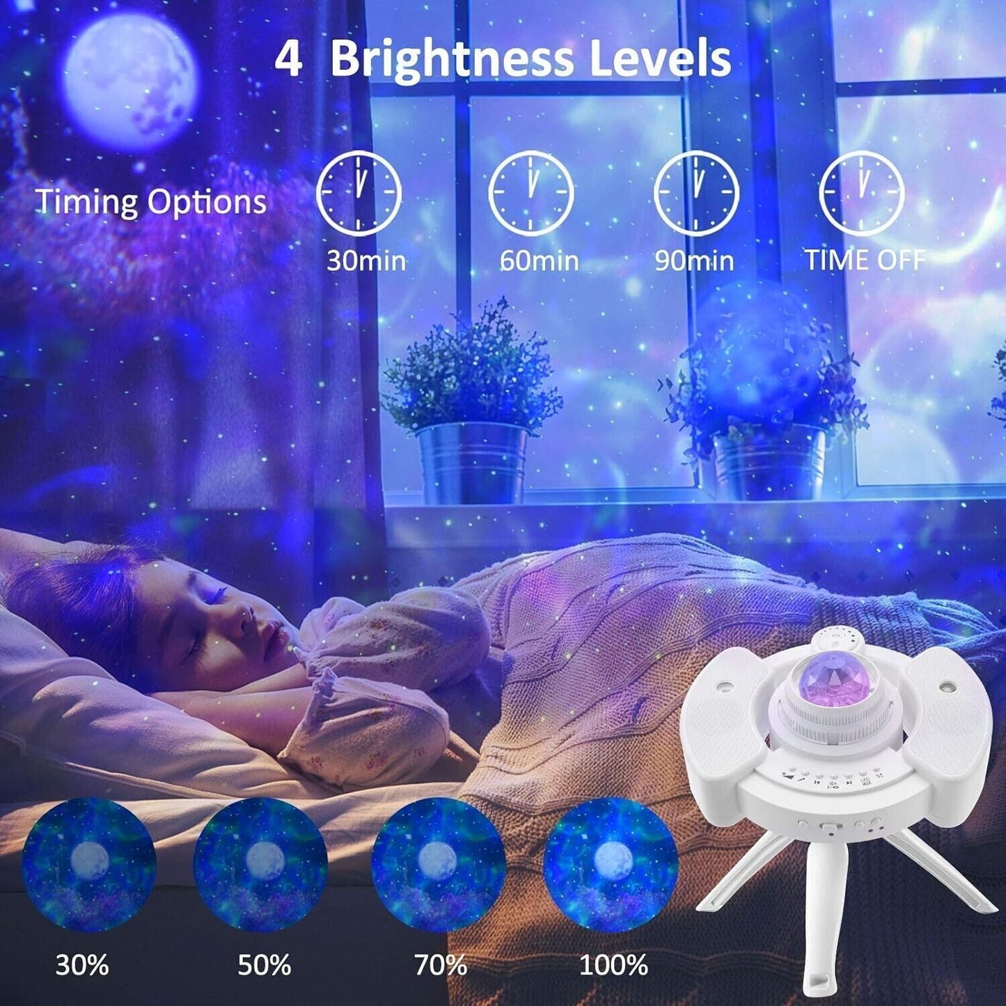 Proiettore Stelle Soffitto, 4 in 1 LED Lampada Proiettore Stelle con Rotazione