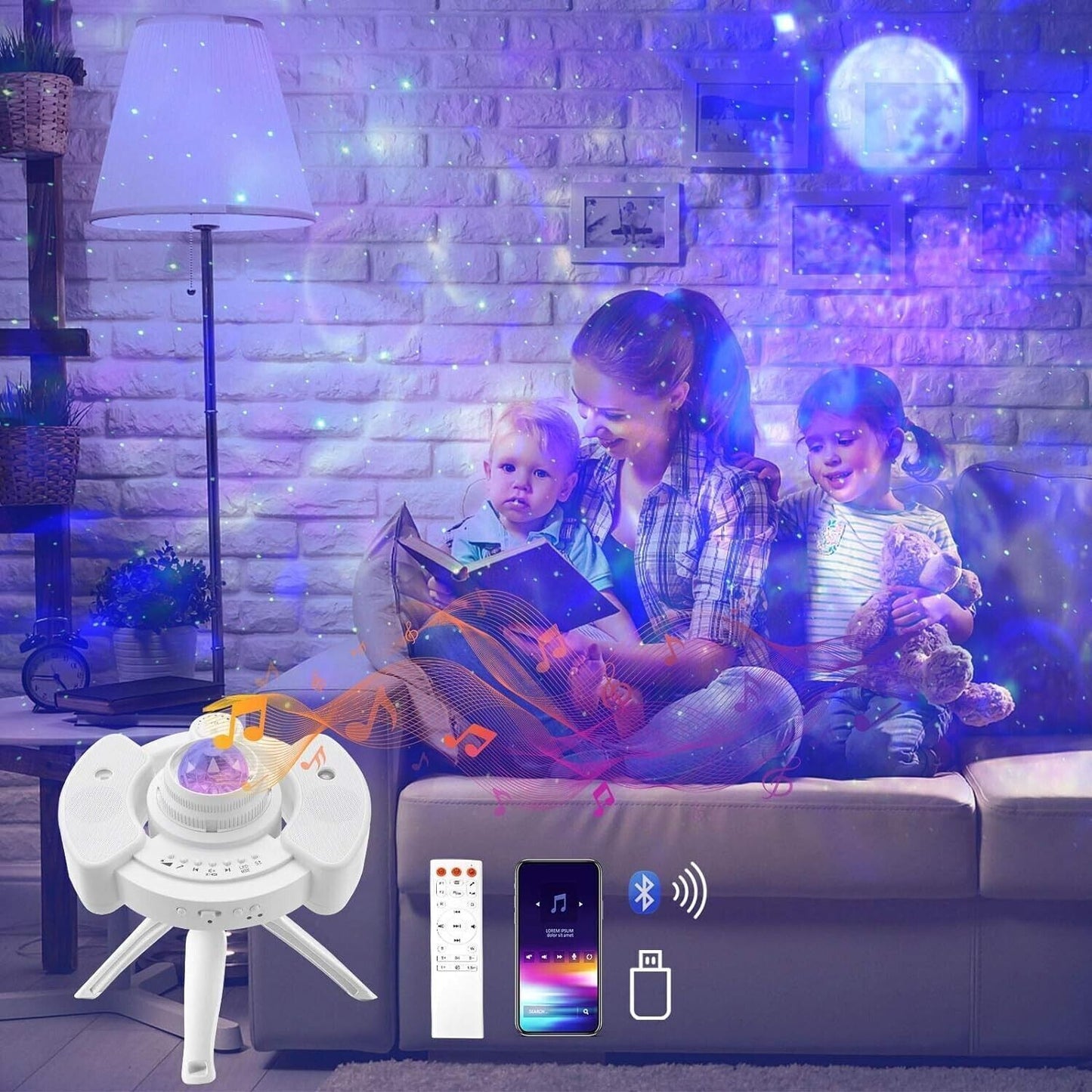 Proiettore Stelle Soffitto, 4 in 1 LED Lampada Proiettore Stelle con Rotazione