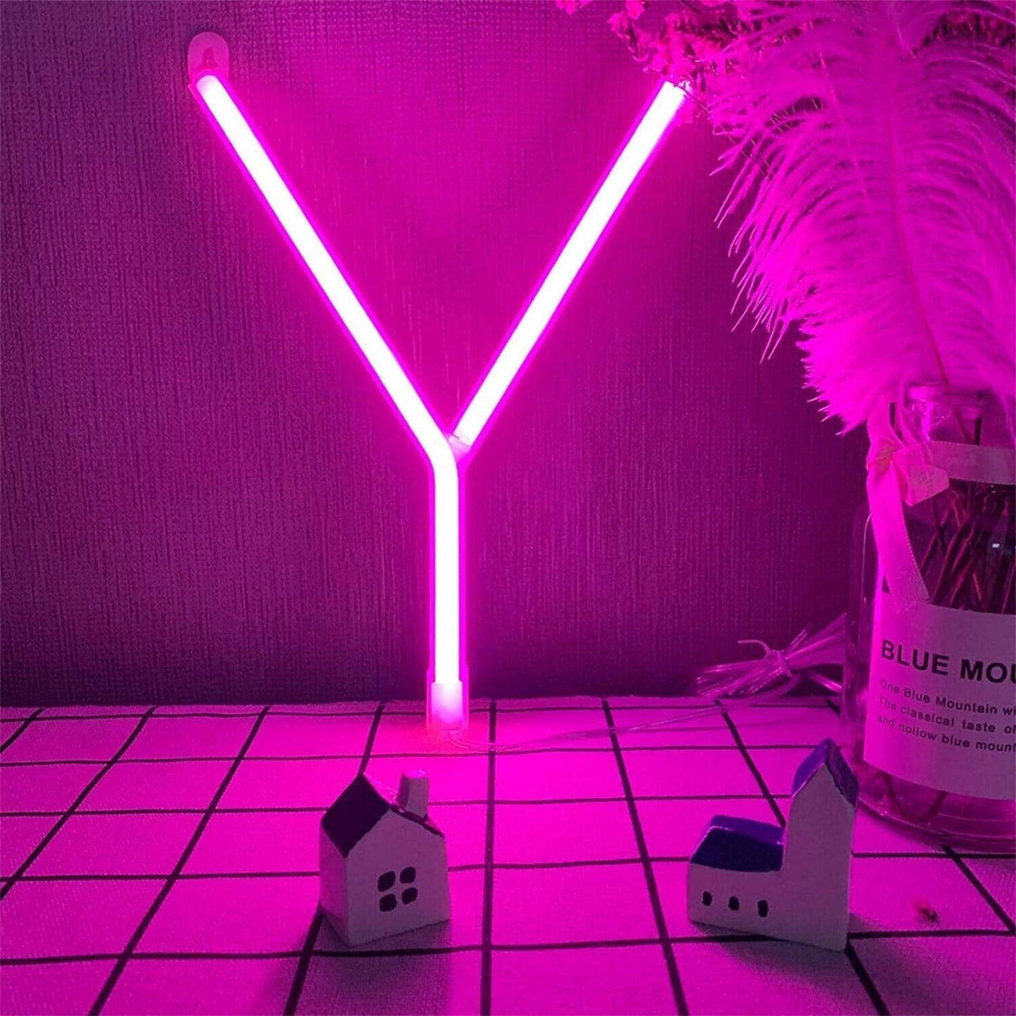 LED al neon leggero al neon lettere Y rosa al neon lettera Y segni alfabeto