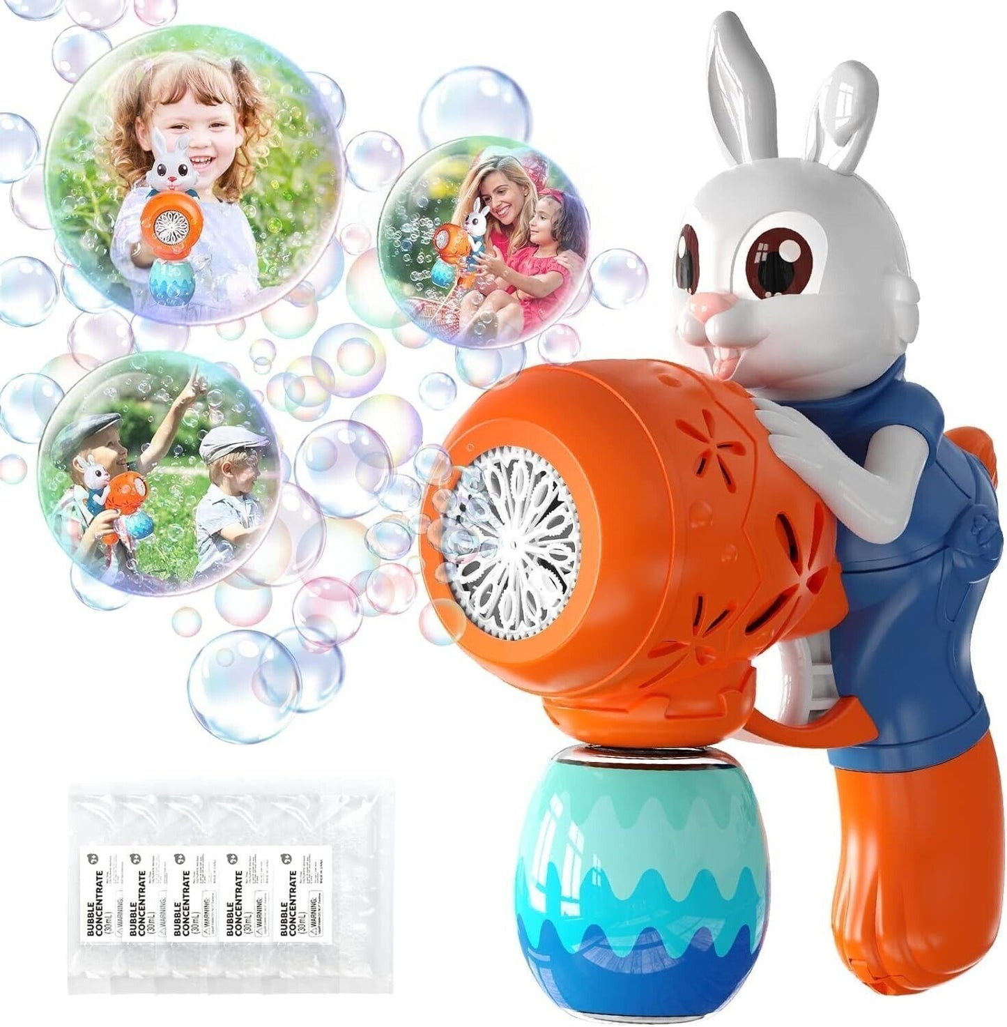 Pistola per Bolle per Bambini Bunny Macchina per Bolle per Bambini 1-3
