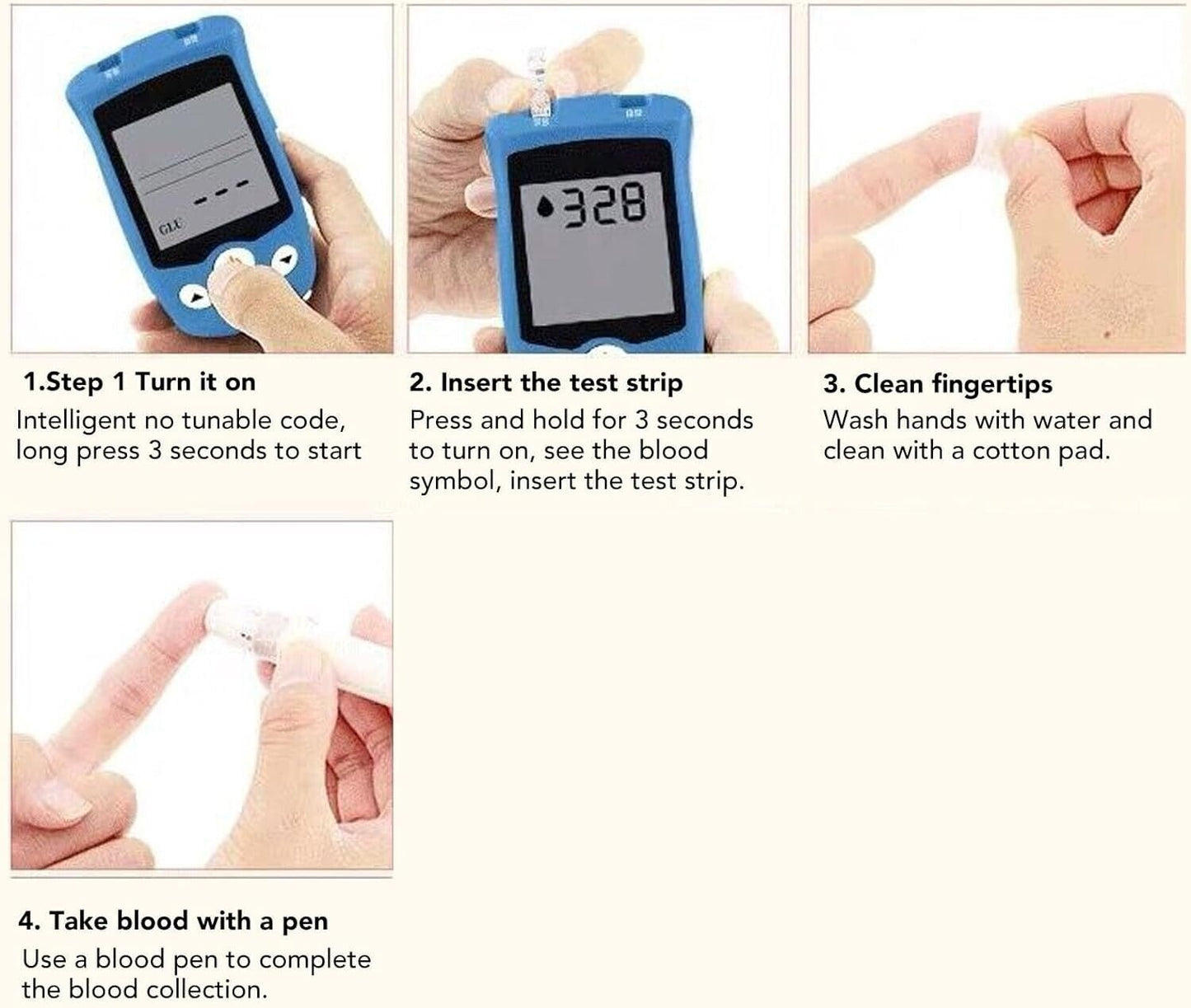 Sinocare Glucometro, 700 Memorizzazione Dati 2 Porte Test Schermo LCD Portatile