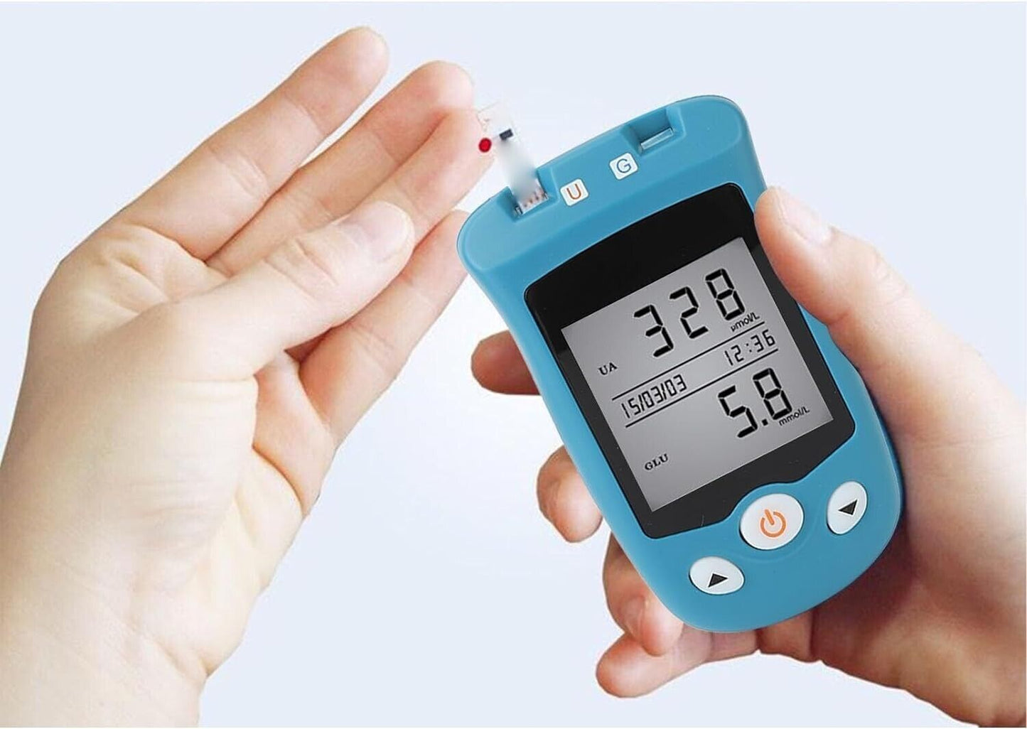 Sinocare Glucometro, 700 Memorizzazione Dati 2 Porte Test Schermo LCD Portatile