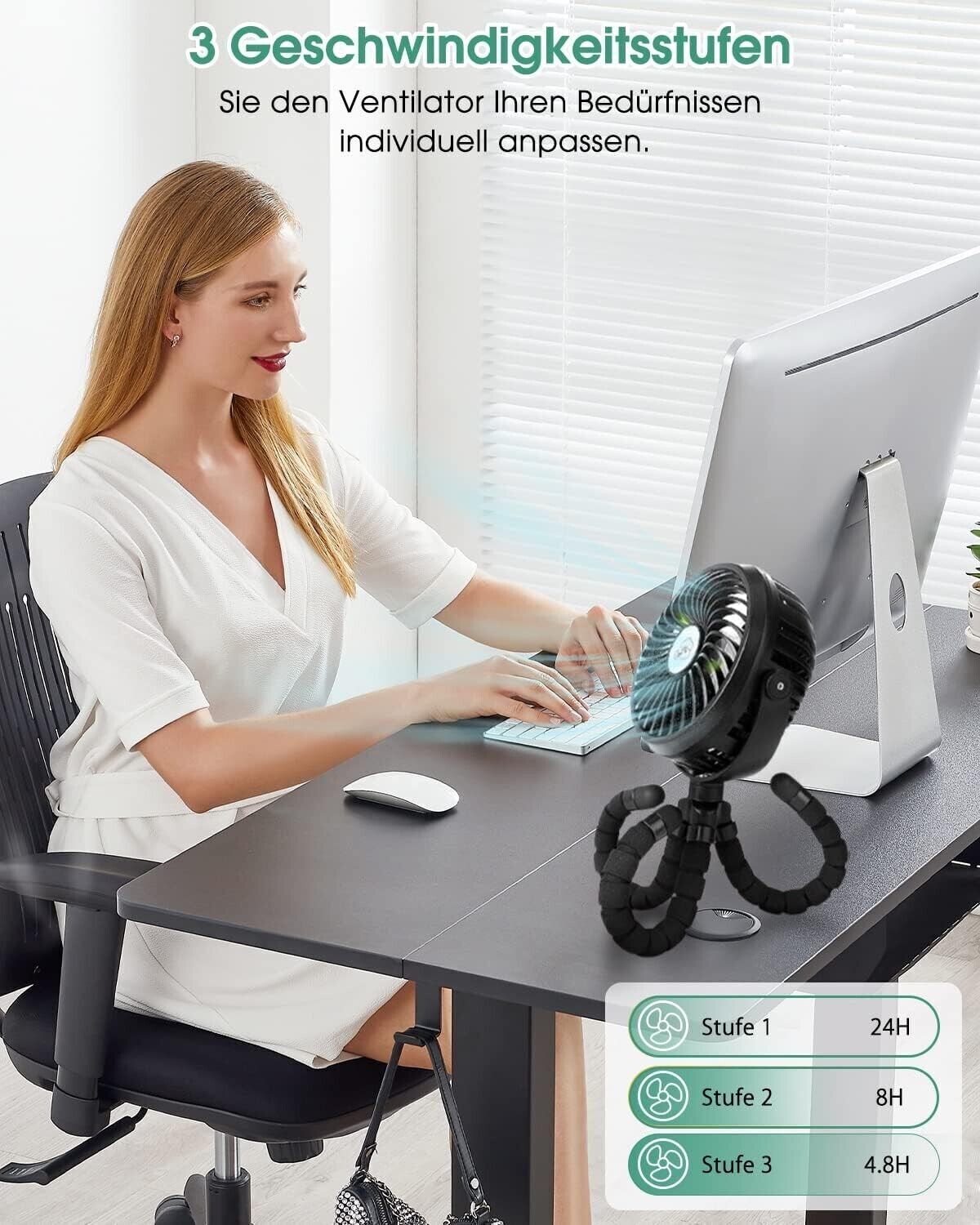 Migliorato Ventilatore USB da 5200 mAh, Ventilatore a Mano Silenzioso