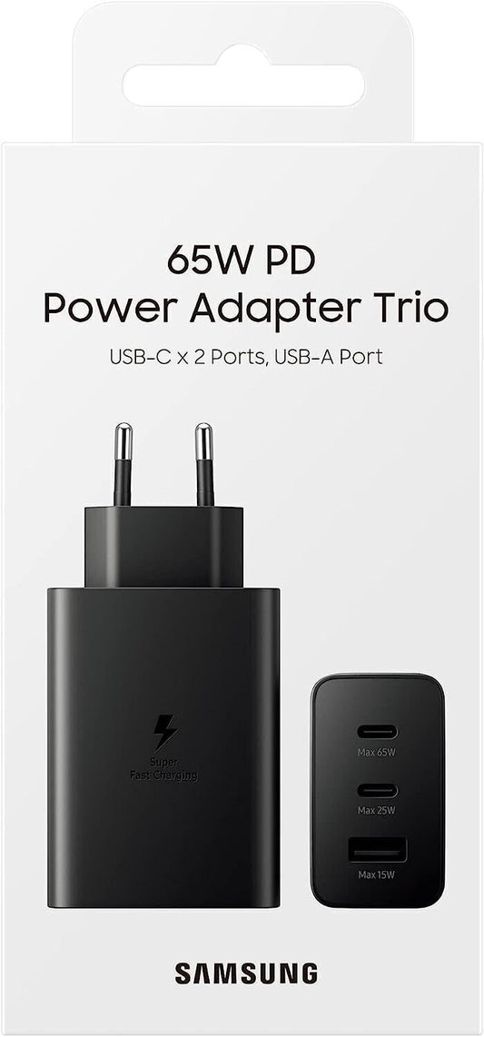 SAMSUNG EP-T6530 Caricabatterie Tre Porte Super Fast Charging Trio (65W), Nero