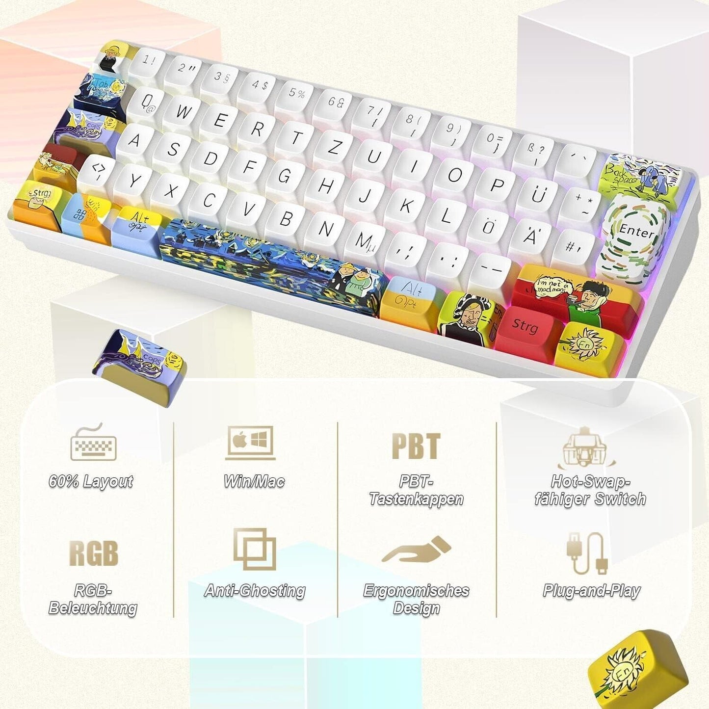 Tastiera meccanica da gioco a 62 tasti, Tastiera compatta con