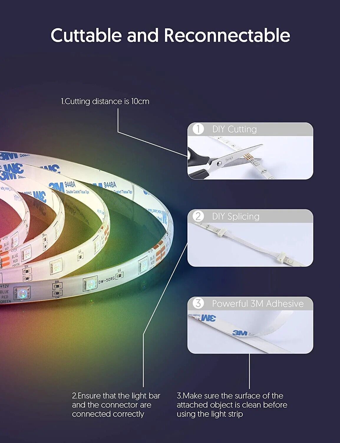 Striscia LED RGB, Strisce LED,TECKIN 5M LED TV Retroilluminazione Striscia,RGB