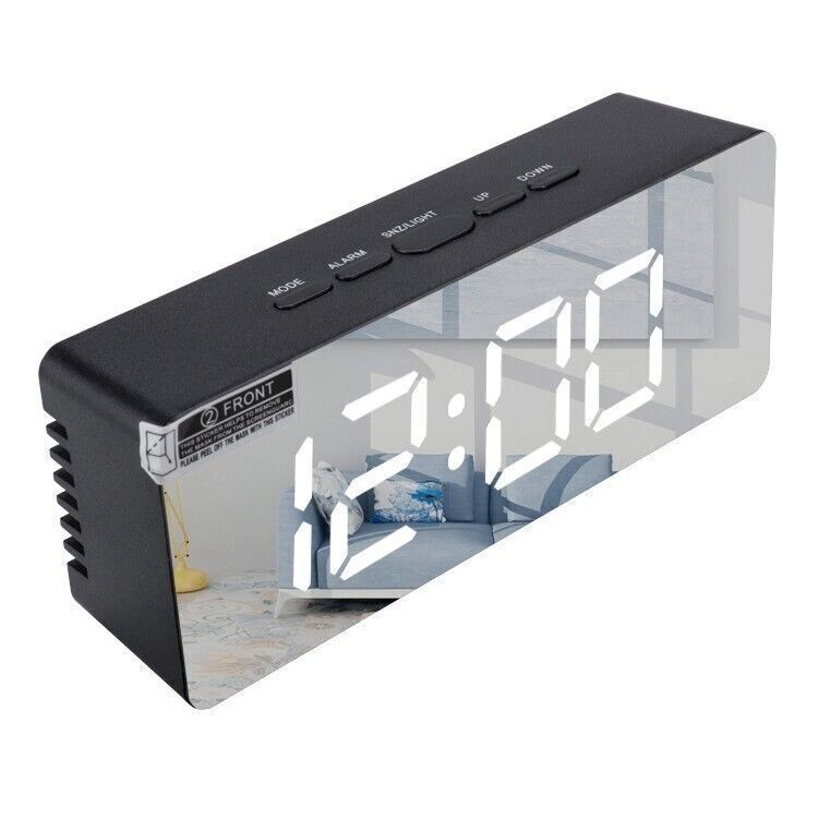 Sveglia a specchio digitale a LED con temperatura e calendario, snooze